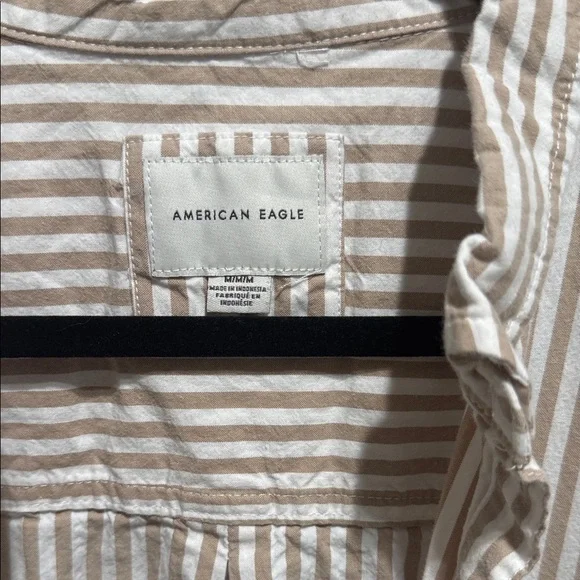American Eagle Outfitters Tan and White Striped Blouse - Picture 2 of 2